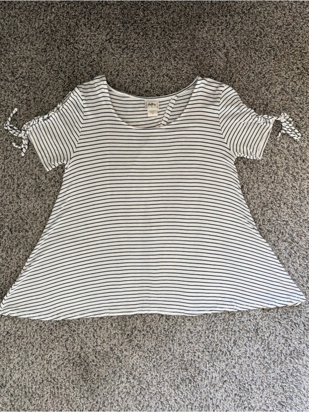 buckle white and black stripped shirt with open back and shoulder ties size M